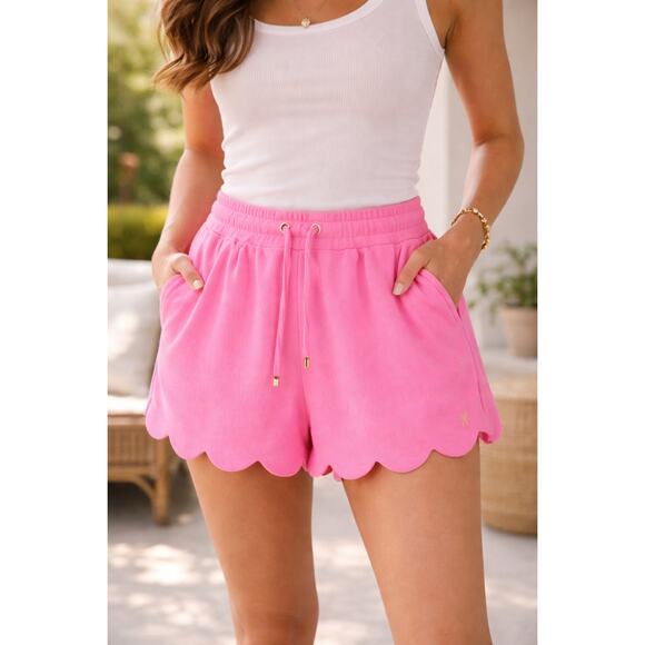 Dudley Stephens Pants - Dudley Stephens Scallop Fleece Shorts Hot Pink Lounge Casual Women’s XS